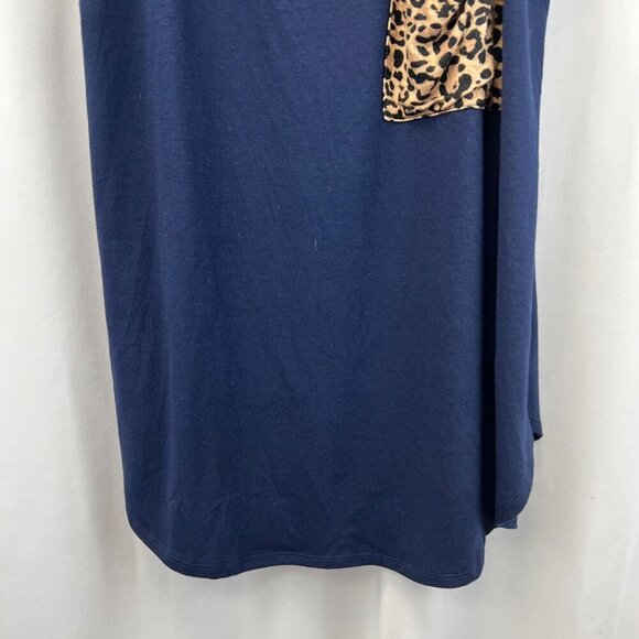 Color Alien Women’s Scoop Neck Tank Top Navy/Leopard Print Size Large - Picture 4 of 6